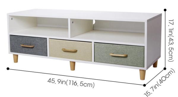 TV stand Cabinet and open storage options Chipboard with melamine finish Oak and White