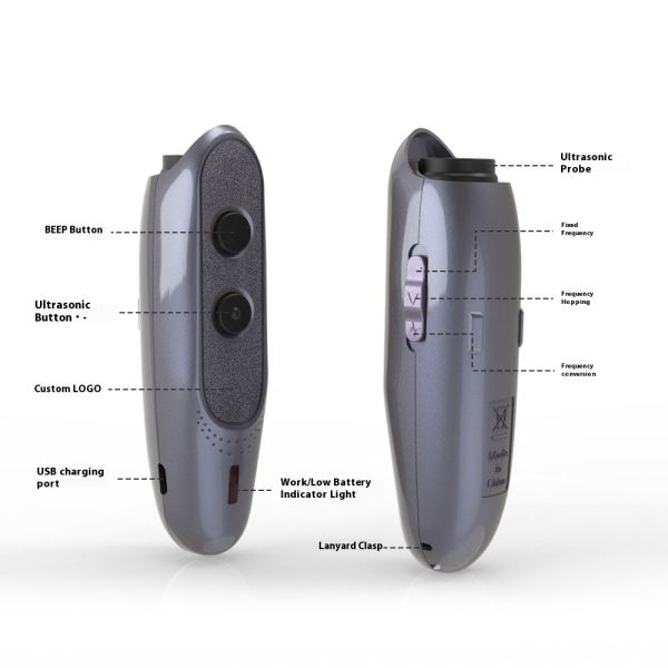 2025 New Eco-friendly Plastic Ultrasonic Dog Repeller Waterproof IP67 Anti Barking Multifunction Training Device >20 Hours