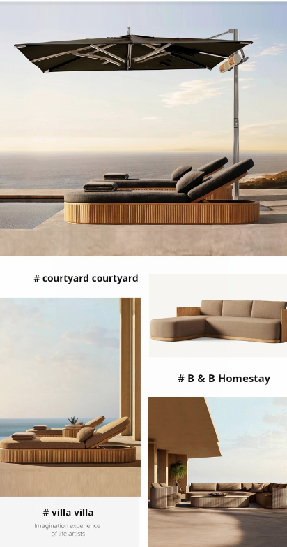 Customzie High End Nordic Garden Solid Wood Sofa Set Outdoor Teak Leisure  Table Chairs