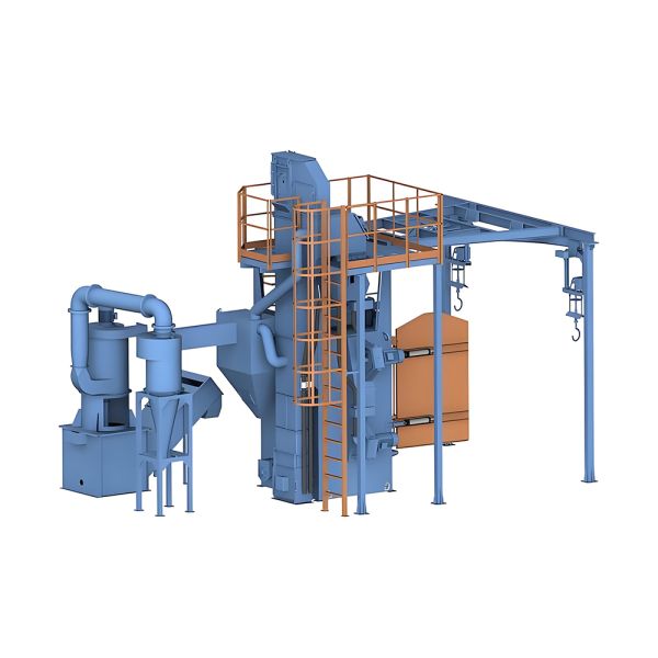 PLC Control Spinner Hanger Shot Blasting Machine with No Pit Structural Form and Overhead Tracks Hooks