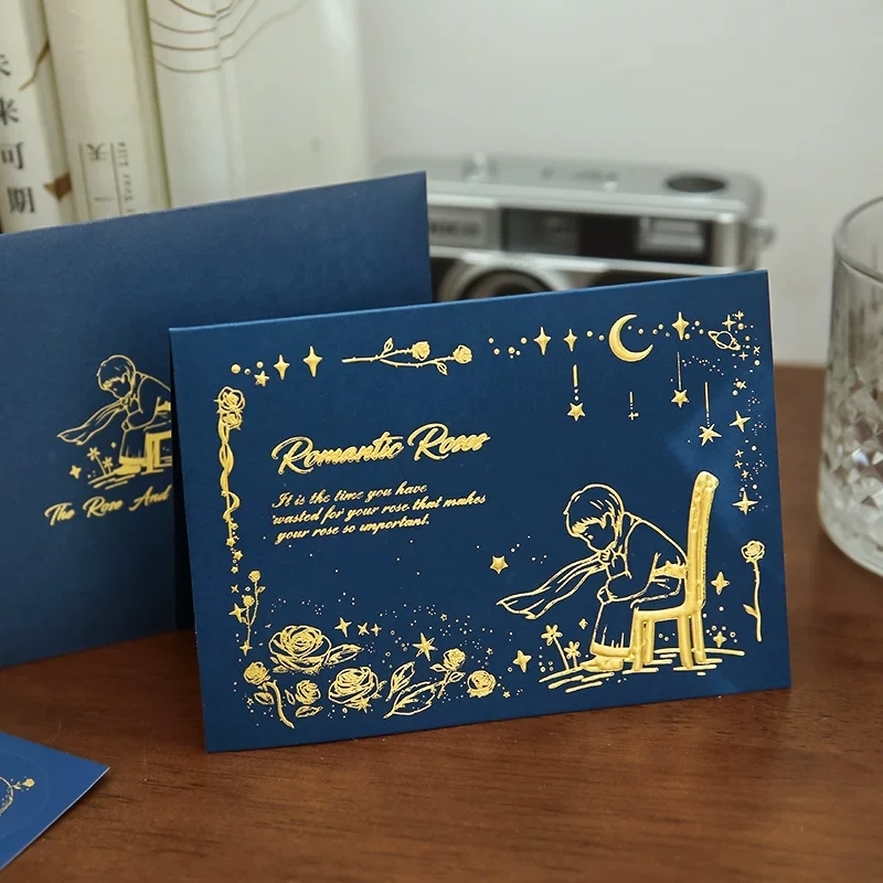 Luxury Hot Stamping Greeting Card Sets With Envelopes And Sealing Stickers