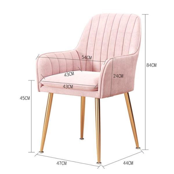Blue Velvet Fabric Dining Chair Restaurant Dining Room Armchair Modern Simplicity