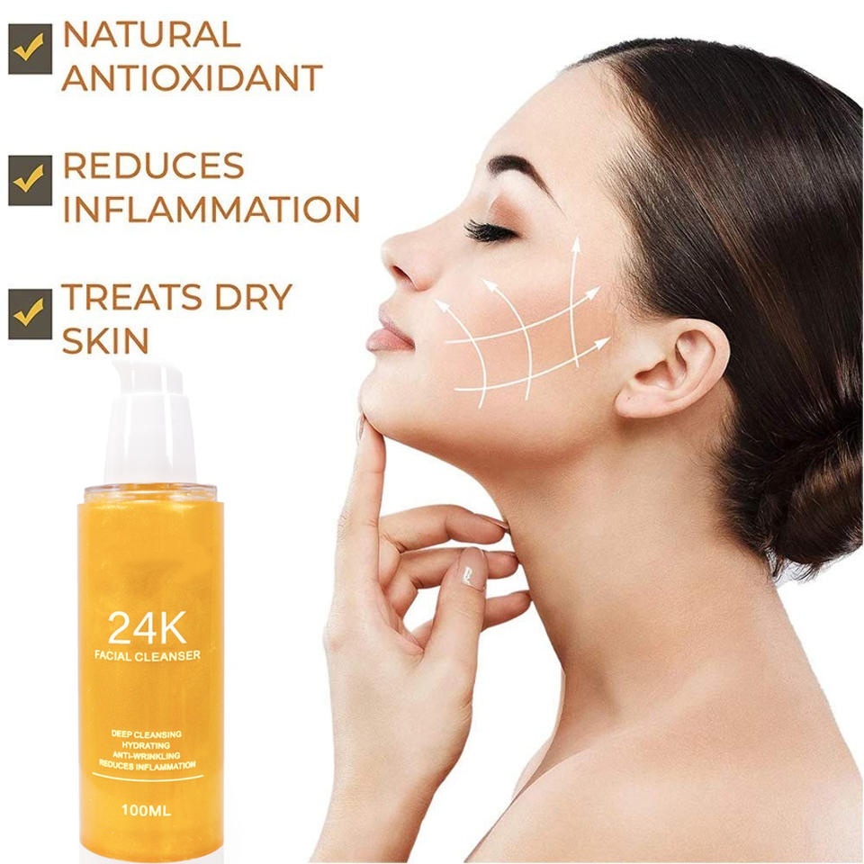 OEM ODM brand organic natural skincare products 24k gold deep cleansing exfoliating moisturizing cleanser facial cleanser