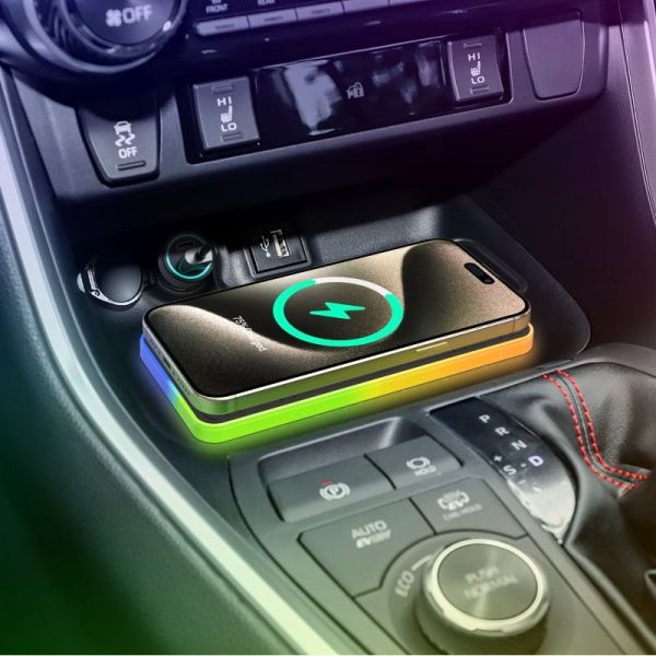 RGB Car Wireless Charging Pad For Apple IPhone/Watch 15W output Power Protection