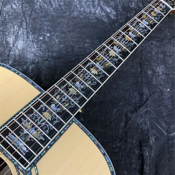 Custom Martin Style Deluxe D-100AA All Solid Wood 41 Inch D Type Spruce Acoustic Guitar Abalone