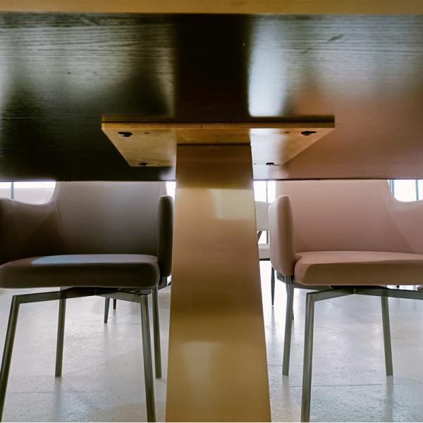 Modern Cross Base Marble Metal Dining Table 750mm Height  Rectangular Glass