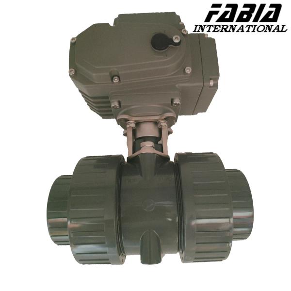 Válvula de esfera industrial de vedação suave de PVC elétrica para óleo, gás, água, química