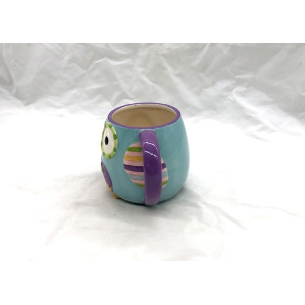 Lovely 3D Ceramic Mug Great Blue And Purple Owl Coffee Travel Mug OEM / ODM Available