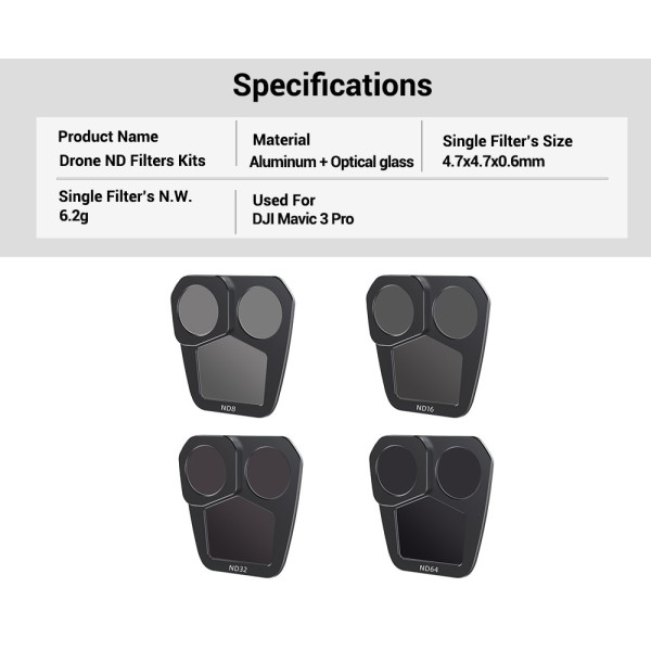 Waterproof ND Lens Filter ND8 ND16 ND32 ND64 Drone ND Filter For DJI Mavic 3 Pro