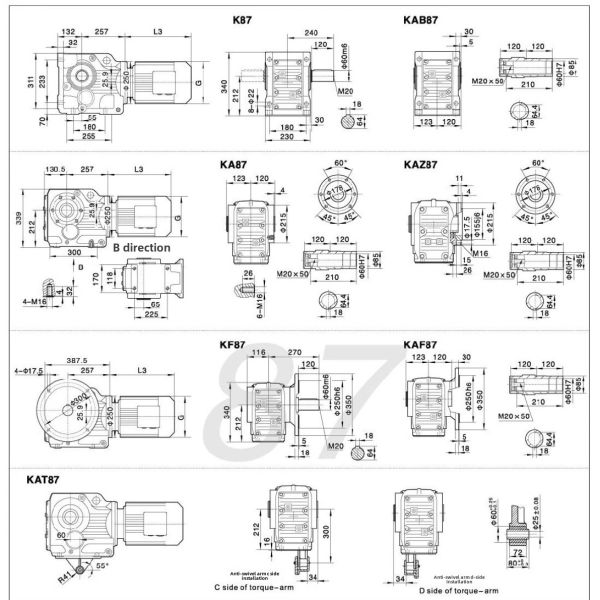 79 Kilowatt 90 Degree High Efficiency Helical Bevel Gearbox Reducer Gear Motor for Industrial Machinery