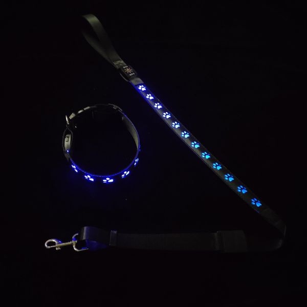 Rechargeable Led Dog Leash Illuminating Walking Night Glowing USB Rivet Decoration