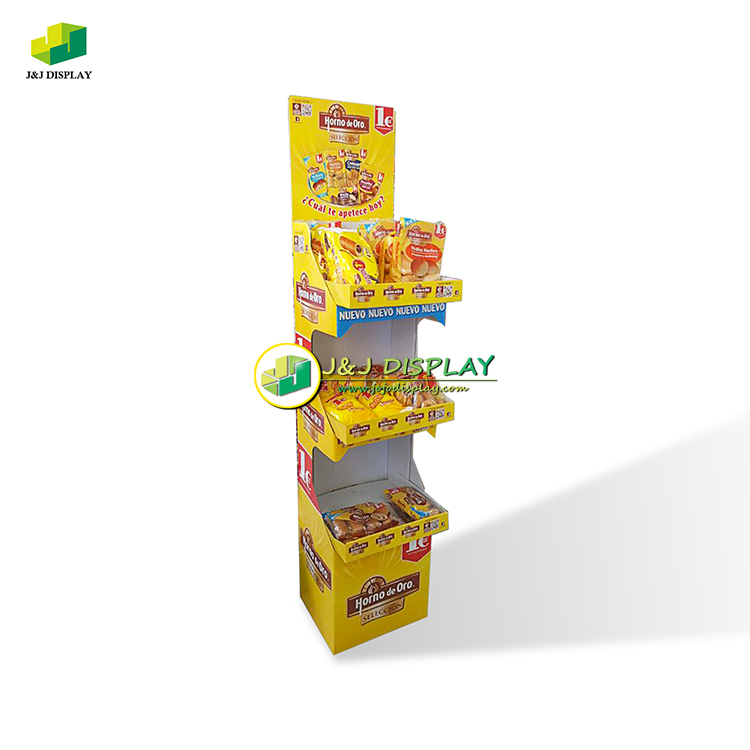 Flooring Recyclable Knock Down Shelves Displaying Corrugated Board Cardboard Floor Display Stand For Stationery, Skin Care, Outdoor Accessories Items