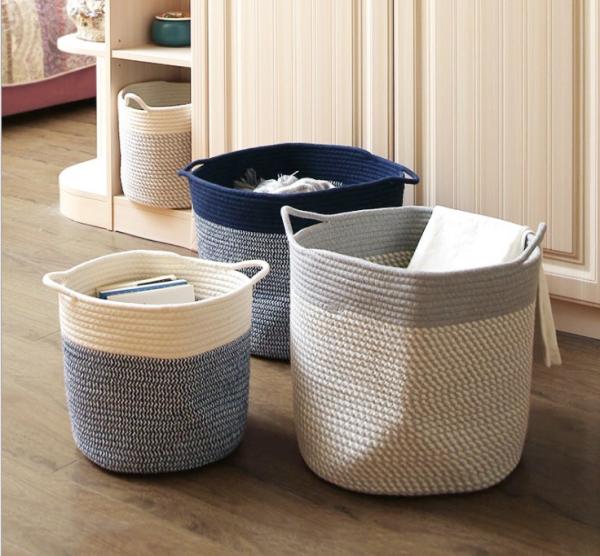 Decorative Custom Woven Cotton Rope Laundry Toys Candy Storage Fabric Container Wholesale Spa Gift Baskets Organizer