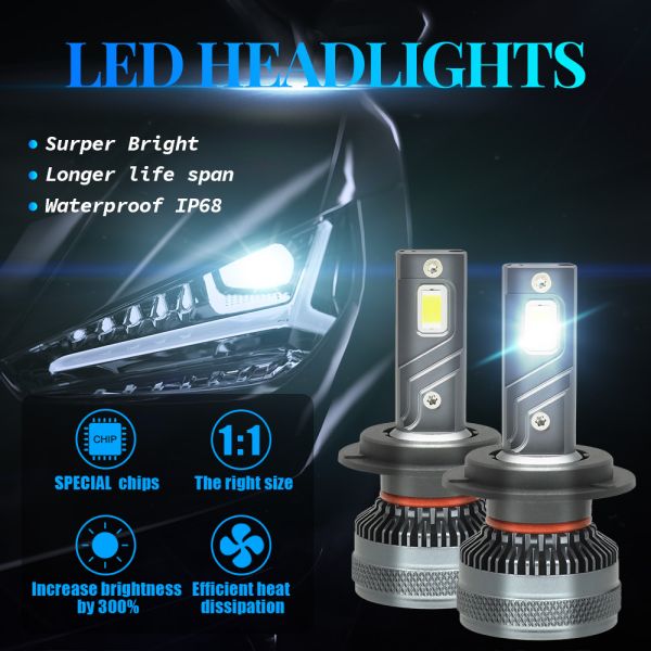 H1 H4 H7 H11 Plug Car Universal LED Headlight Bulbs 100W Metal Casing White Light