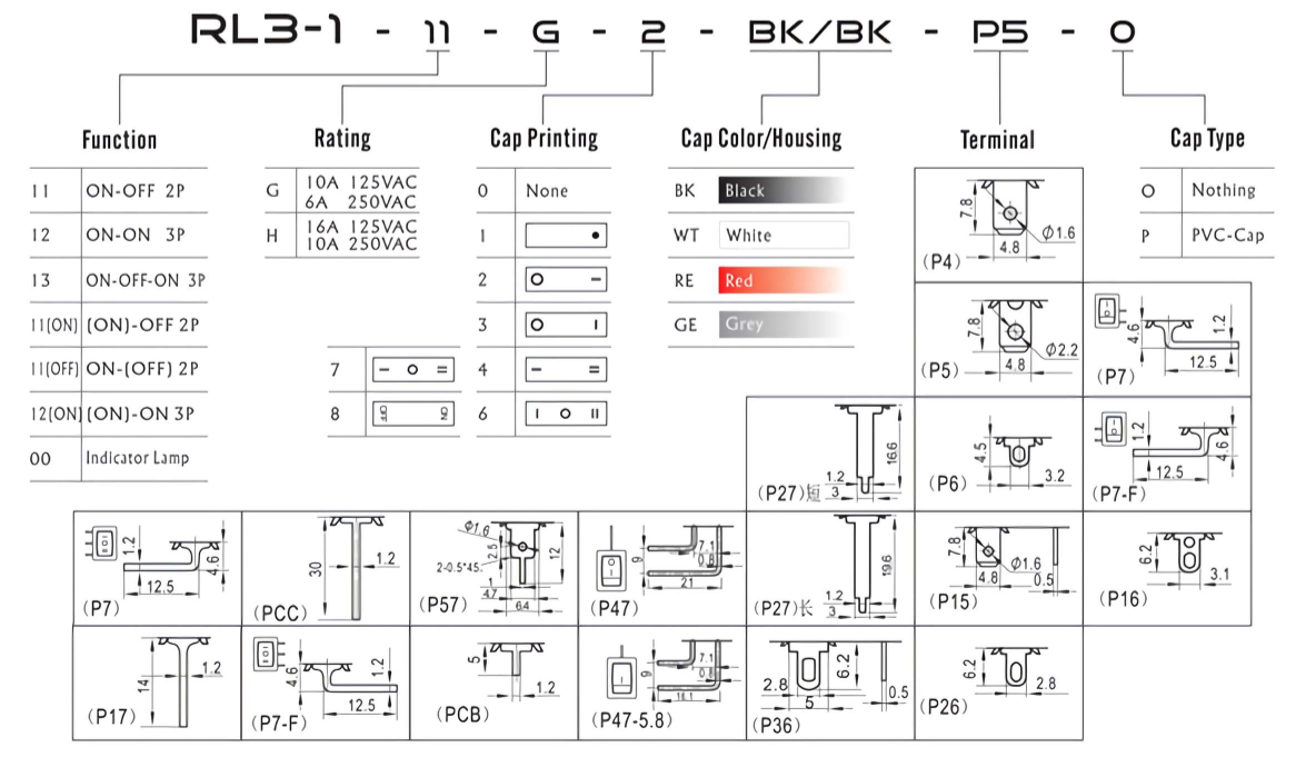 High Quality and Durable Power Switch With Waterproof Cap Plastic case Square Remote Lever Switch Rocker Switch