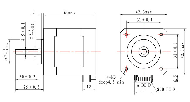 1,8 тип Stepper мотор мотора 0.65N.M NEMA 17 42mm степени Stepper гибридный