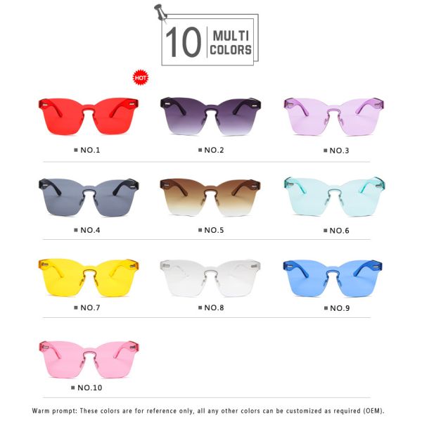 UV400 Rimless Square Frame One Piece Lens Band Packaging Women Hot Sale Sunglasses