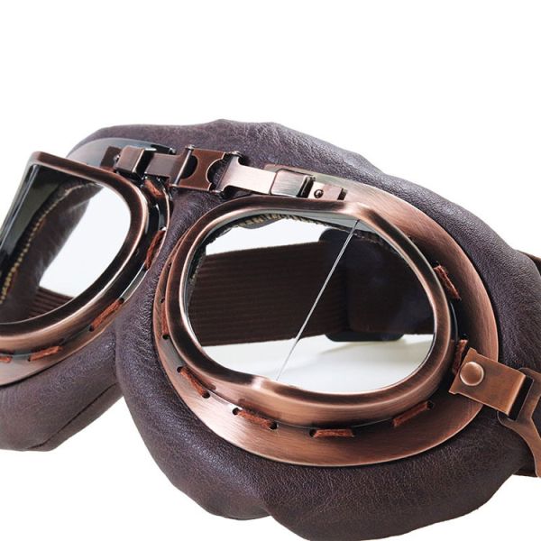 Custom Old Style Motorcycle Goggles with Adjustable High Strap and Anti-scratch Lens