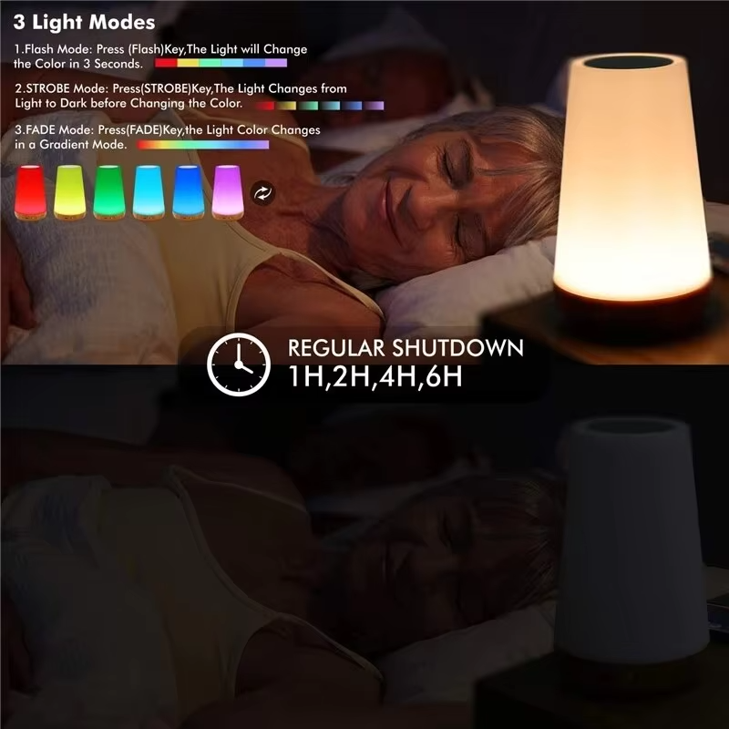 Intelligent dimming RGB color changing portable USB charging touch control bedside night light