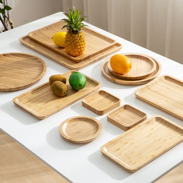 Rectangular Japanese Wooden Tray Ideal for Serving Tea Water Cups and End Plates