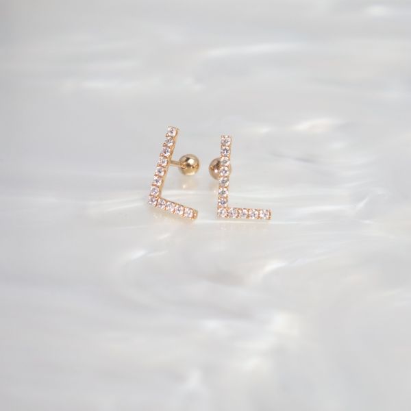 Customized 18K Gold 'L' Letter Earrings Fine Jewelry with IGI GIA Lab Grown Diamonds for Anniversary Wedding Banquet Gift