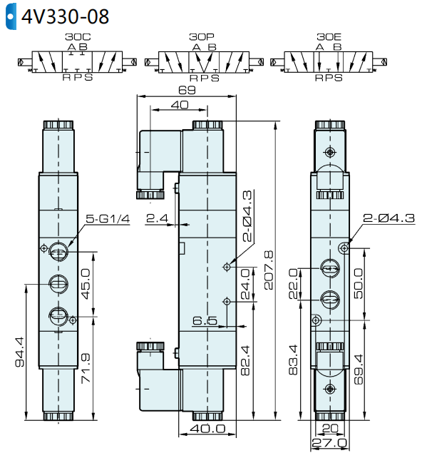 Путь 4V330C-08 5/3 1/4