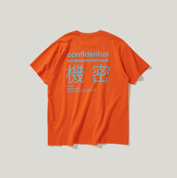 Chinese characters street printing men's oversize short sleeves
