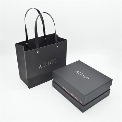 Recycled High End Shopping Bag , 128gsm Pantone Matte Black Gift Bags