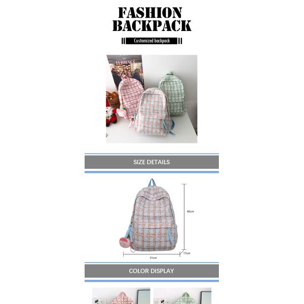 Sac à dos étudiant de style coréen, Sac à dos pour enfants, Sac à livres mignon, Paquet de couleurs multiples.