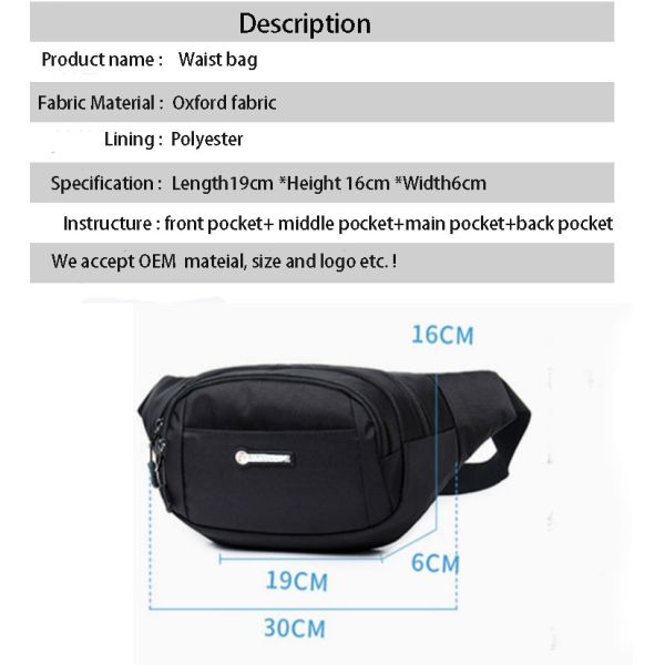 Multi-functional large-capacity outdoor sports Oxford cloth cash mobile phone waist bags