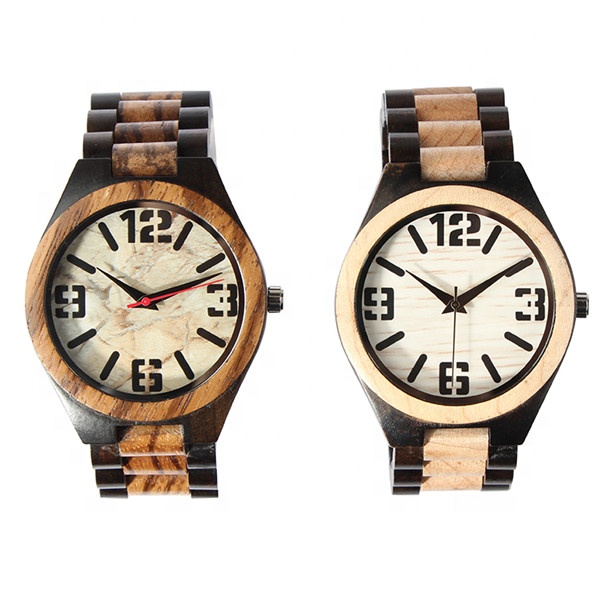 2021 Custom Design Dial Quartz Wood Watch with Stainless Steel Case and Buckle Clasp Limited Edition