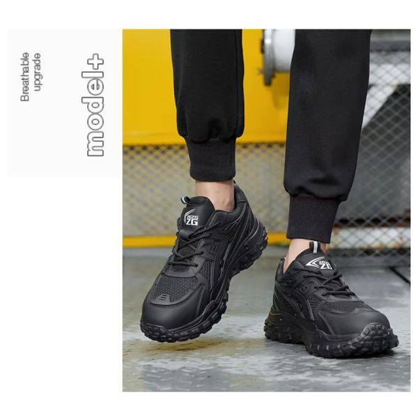 Zapatos de seguridad cómodos Transpirables PU Tejido Volador Zapatos de trabajo Puntera de acero Antigolpes Suela de EVA Entresuela de Kevlar Anti-pinchazos