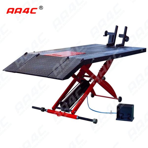 AA4C 450kg 1000lb Aeronáutica de 48 pulgadas de ancho ATV Mesa de elevación de motocicletas con extensiones laterales