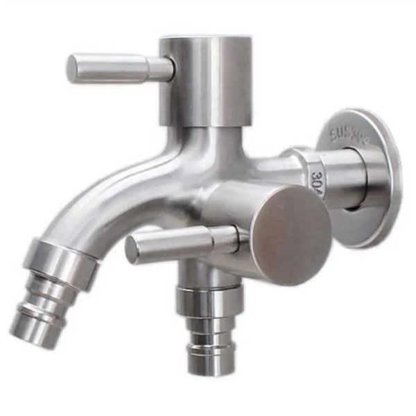 304 Stainless Steel Double Tap for Washing Machine in Bathroom G1/2 Multifunctio