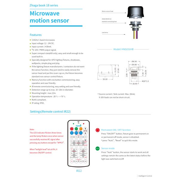 IP65 водонепроницаемая 50 мм Диа Zhaga Book 18 PWM HNS151HB