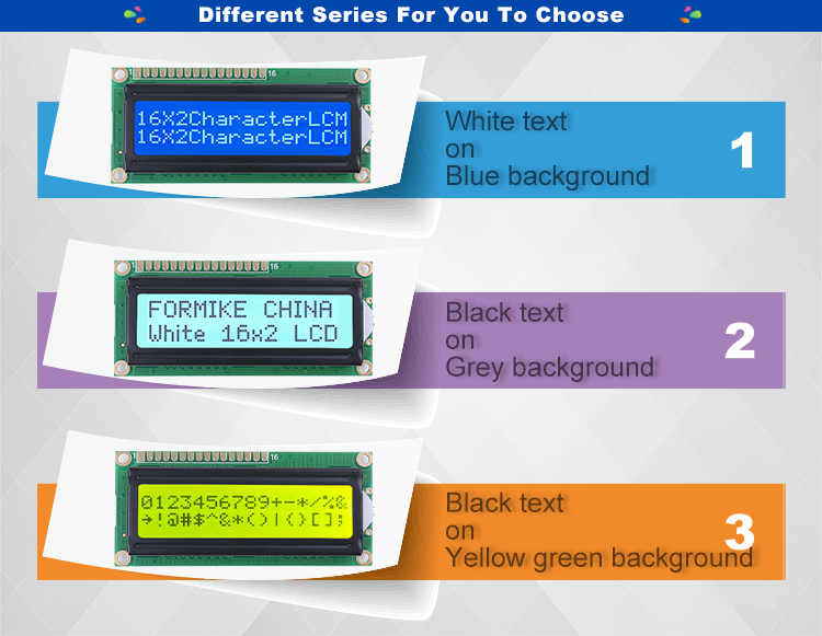 LED Character LCD Display 16 Pin 16 * 2 LCD Panel Module Customized