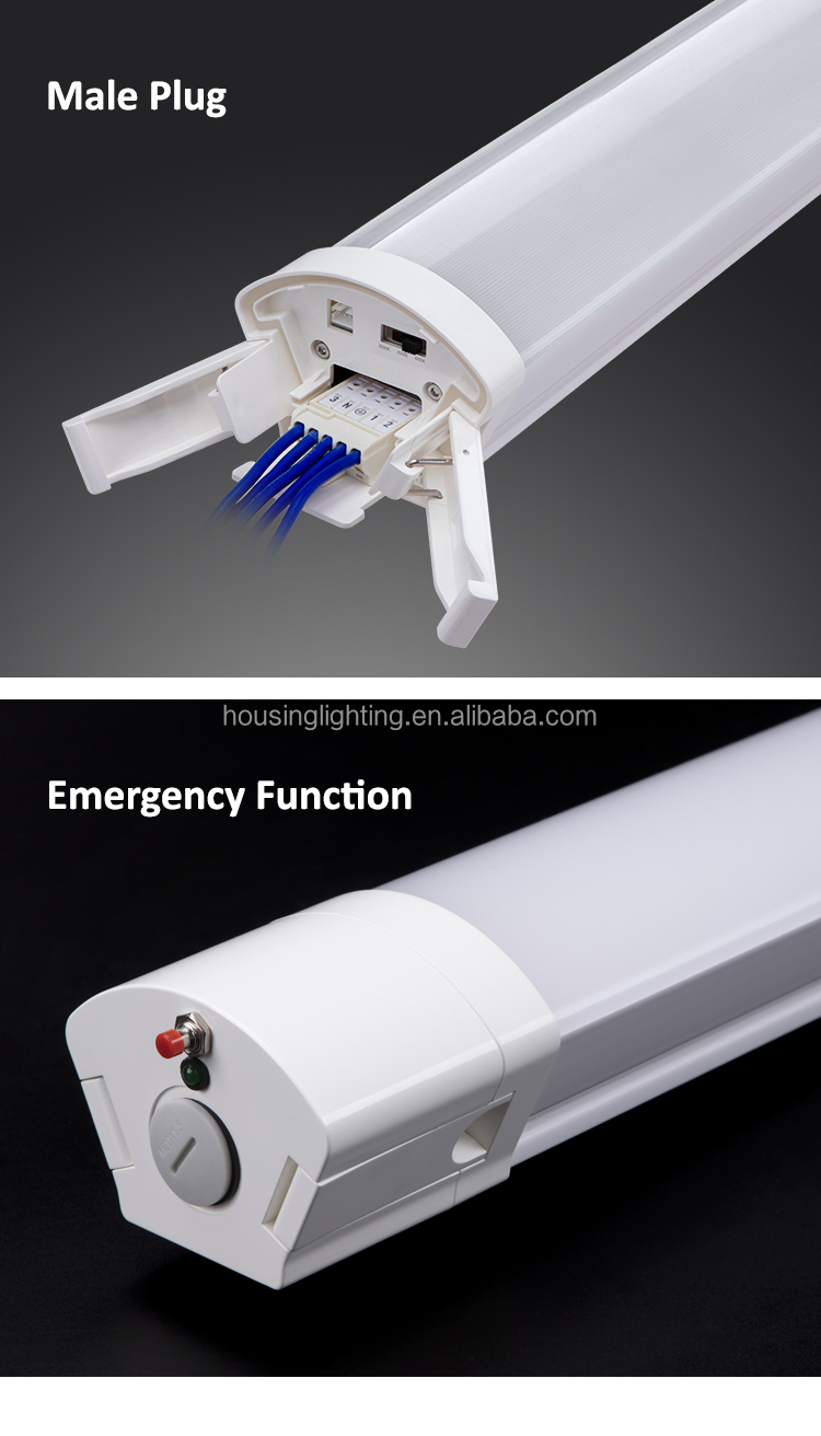 IP65 Waterproof Triproof LED Batten Light with 50000 Hours Lifespan and Dimmable Function for Commercial Use