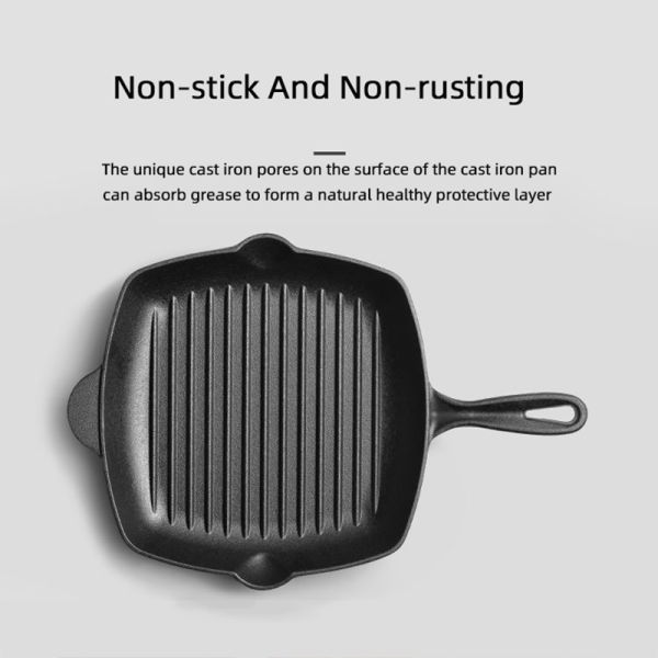 Плоские нижние Stovetop гриля лотка литого железа сковороды ручки не для варить