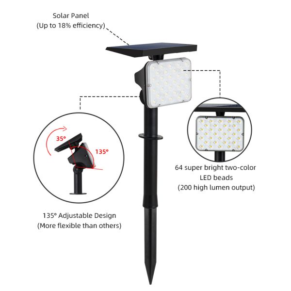 Outdoor 6000K 6500K Waterproof Solar LED Lights For Garden Lawn