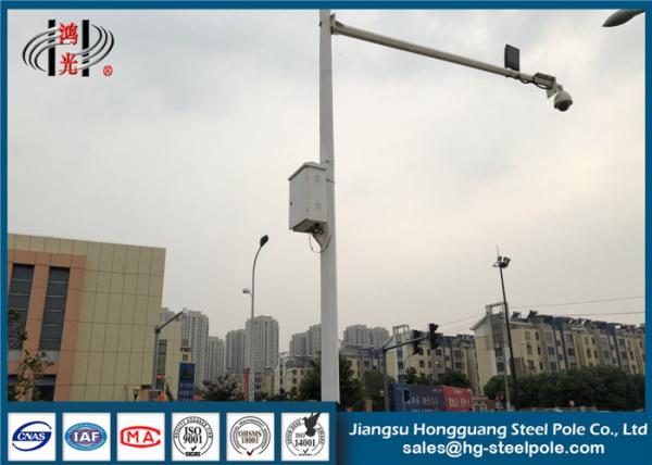 Professional Polygonal Galvanized CCTV Camera Pole Single Arm