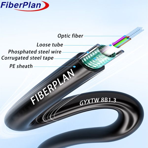 Single Mode G652D Armored 6 Core Cable Central Loose Tube GYXTW