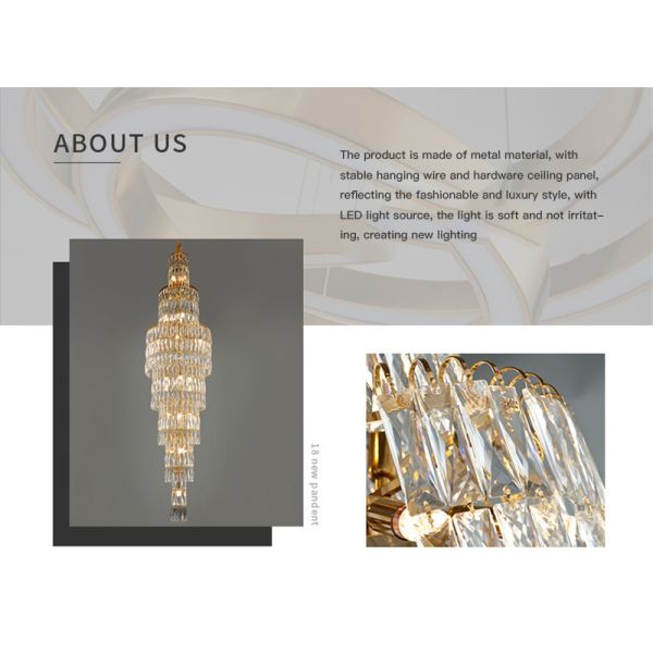 Luxury k9 crystal chandelier long staircase lamp living room lamp(WH-NC-89)