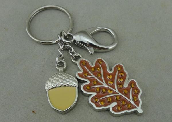 Rhinestone Promotional KeyChain 3D Die Casting Key Ring With Soft Enamel