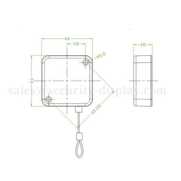 Anti Theft 3M Adhesive Back Retractable Pull Box With Stainless Steel Rope