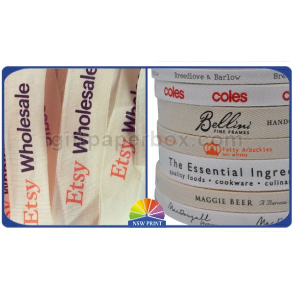 Персонализированные напечатанные аксессуары ленты хлопка упаковывая для упаковки одежды розничной