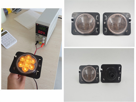 IP 68 Jeep Wrangler LED Turn signal Lights 2000k Amber Yellow LED Smoke Lens