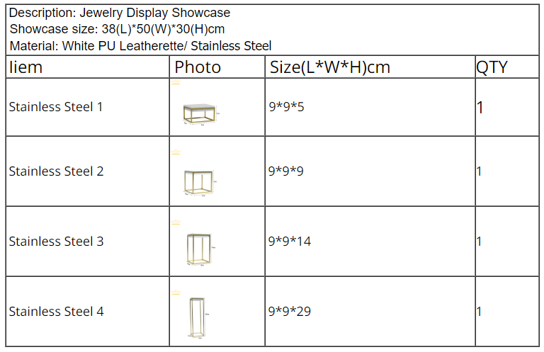 Stainless Steel Jewelry Display Stands White PU Leather Jewelry Store Showcases