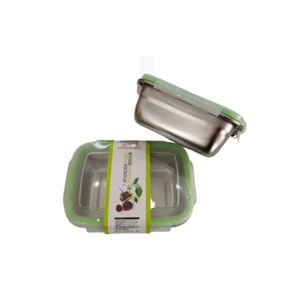 Многоразовый контейнер из нержавеющей стали с прозрачной пластиковой крышкой 18 см