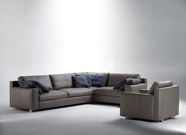 Contemporary Style 2018 New Living Room Furniture 5 Seater Cowhide Genuine Leather Sectional Sofa Sets