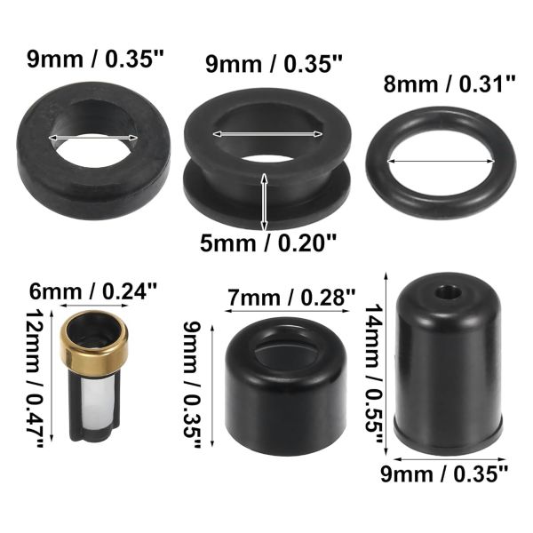 Car Universal Nozzle Fuel Injector Filter Basket Kit Replacement